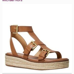 Michael Michael Kors Brown Leather Cunningham Summer Sandals Sz 9
